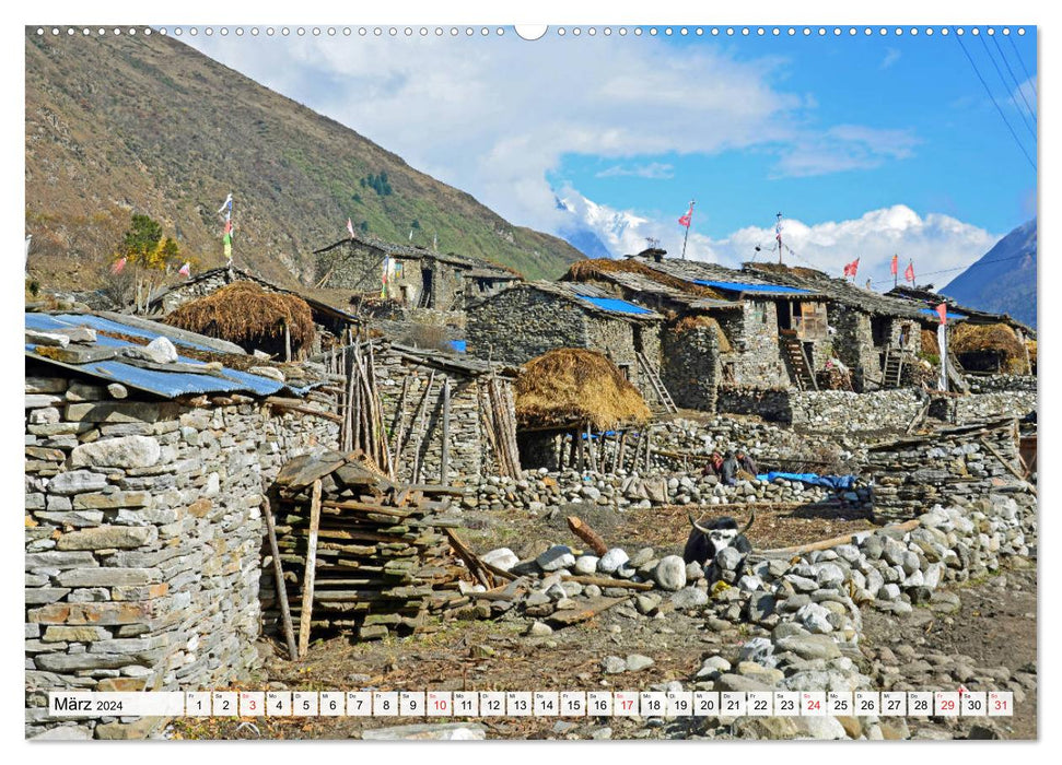 Living in the HIMALAYA, mountain villages in Nepal (CALVENDO Premium Wall Calendar 2024) 