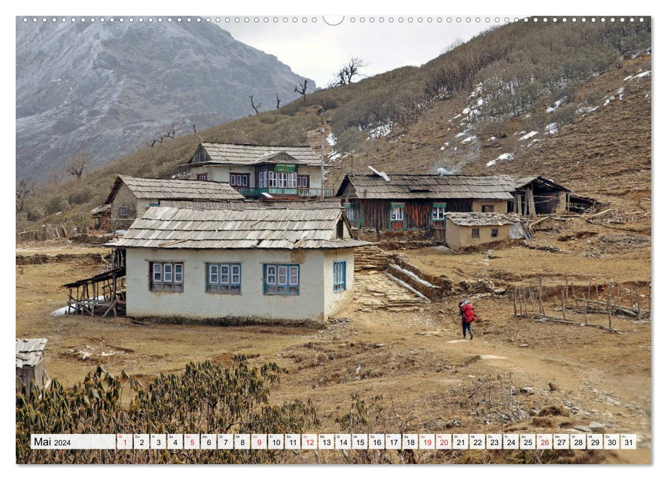 Vivre dans l'HIMALAYA, villages de montagne au Népal (Calendrier mural CALVENDO Premium 2024) 