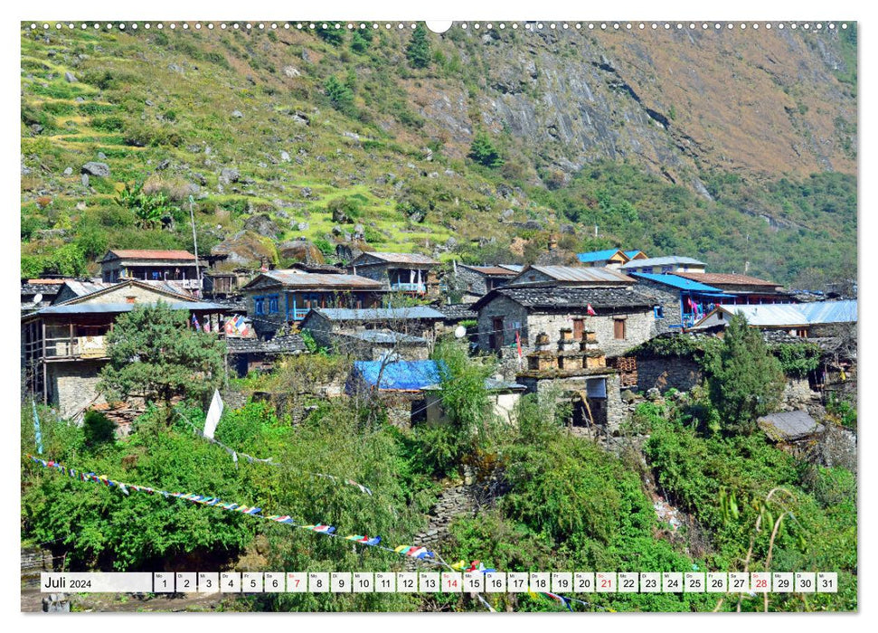 Wohnen im HIMALAYA, Bergdörfer in Nepal (CALVENDO Premium Wandkalender 2024)