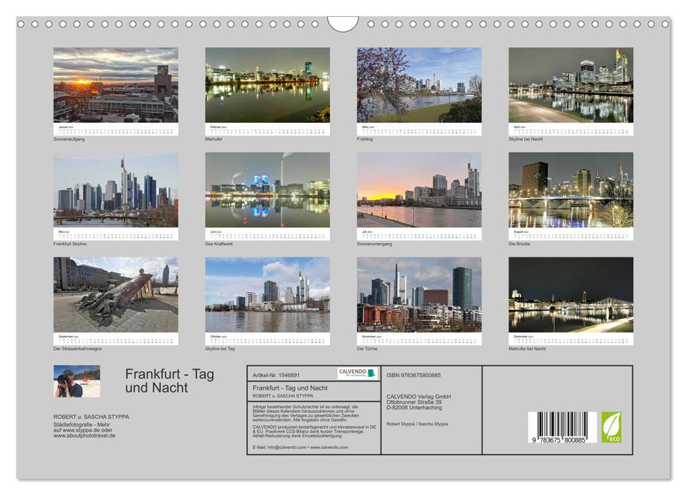 Frankfurt - Day and Night (CALVENDO wall calendar 2024) 