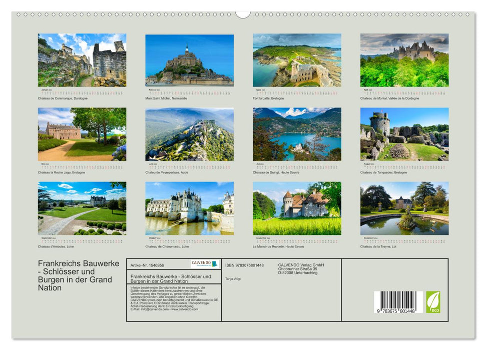France's buildings - palaces and castles in the Grand Nation (CALVENDO Premium Wall Calendar 2024) 