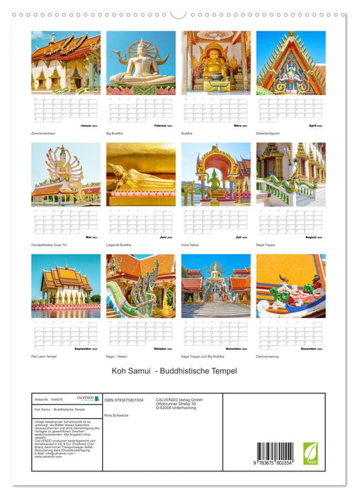 Koh Samui - Buddhistische Tempel (CALVENDO Premium Wandkalender 2024)