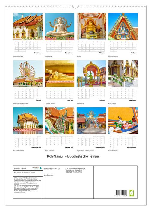 Koh Samui - Buddhist Temples (CALVENDO Wall Calendar 2024) 