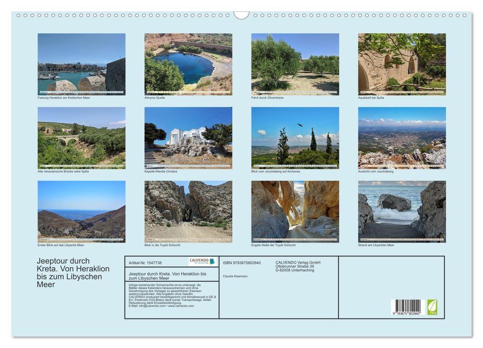 Jeeptour durch Kreta. Von Heraklion bis zum Libyschen Meer. (CALVENDO Wandkalender 2024)