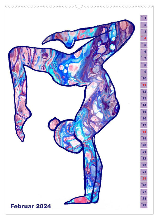 Prächtiges Yoga Pouring - Yoga verschmilzt mit Kunst (CALVENDO Premium Wandkalender 2024)