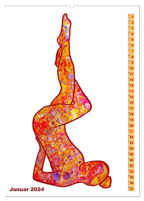 Prächtiges Yoga Pouring - Yoga verschmilzt mit Kunst (CALVENDO Wandkalender 2024)