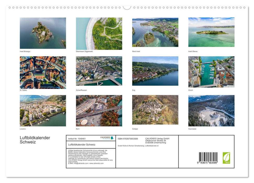 Luftbildkalender Schweiz (CALVENDO Premium Wandkalender 2024)