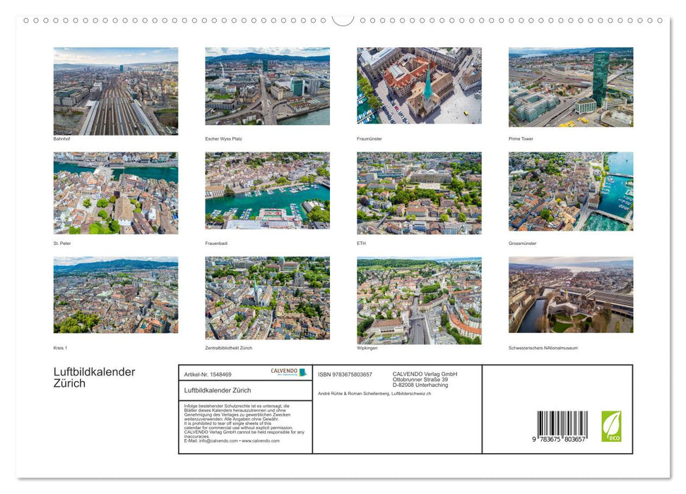 Luftbildkalender Zürich (CALVENDO Premium Wandkalender 2024)