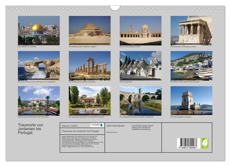 Traumorte von Jordanien bis Portugal (CALVENDO Wandkalender 2024)