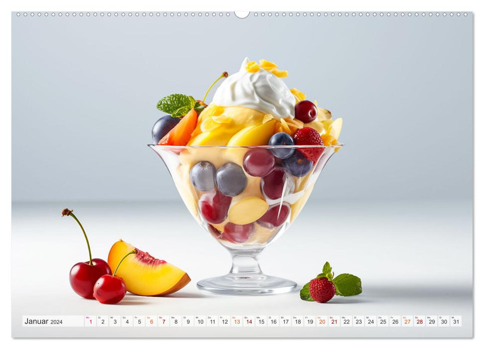 Leckere Eisbecher Kreationen (CALVENDO Premium Wandkalender 2024)