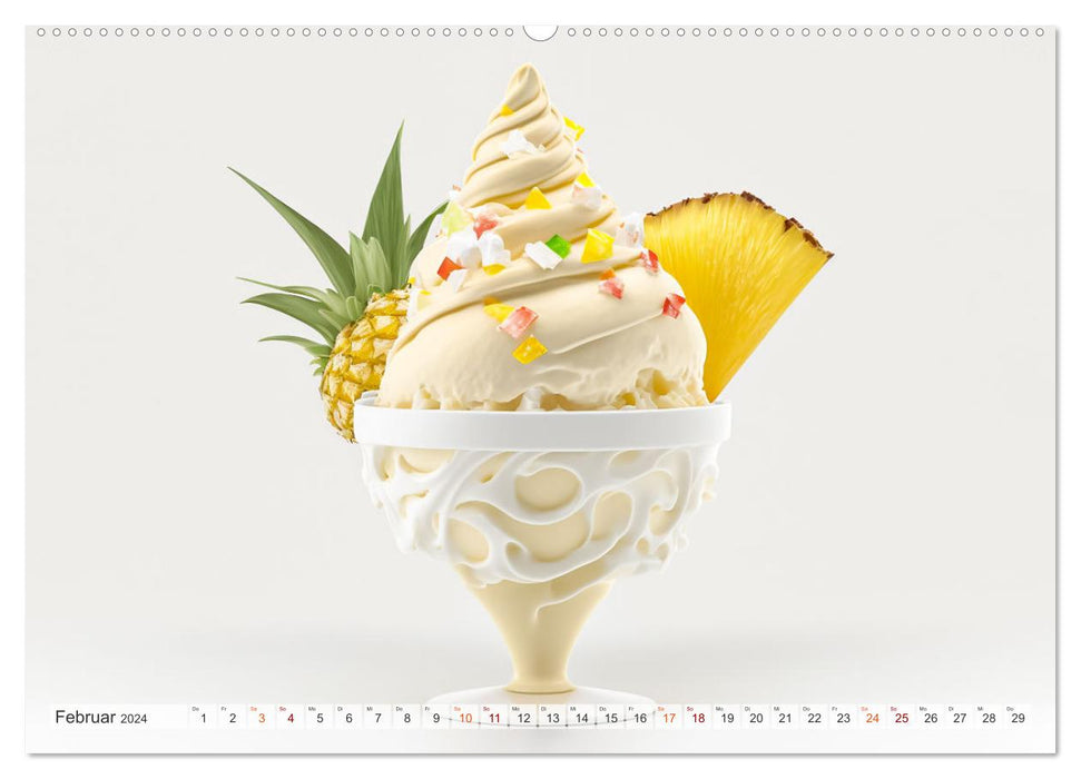 Leckere Eisbecher Kreationen (CALVENDO Premium Wandkalender 2024)