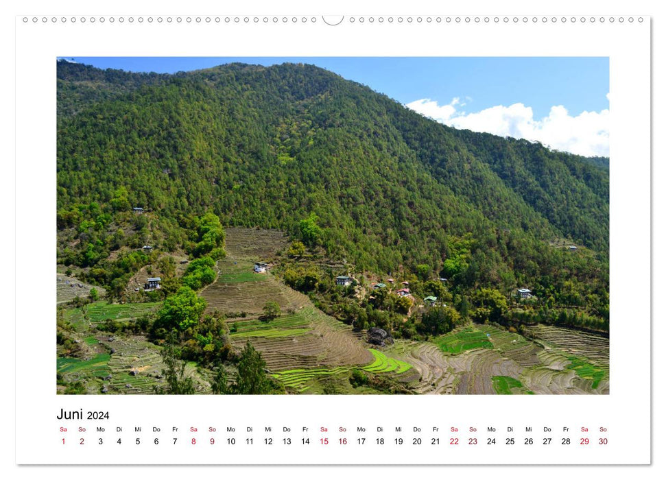 Bhutan – Berge, Buddhismus & Bruttonationalglück (CALVENDO Premium Wandkalender 2024)