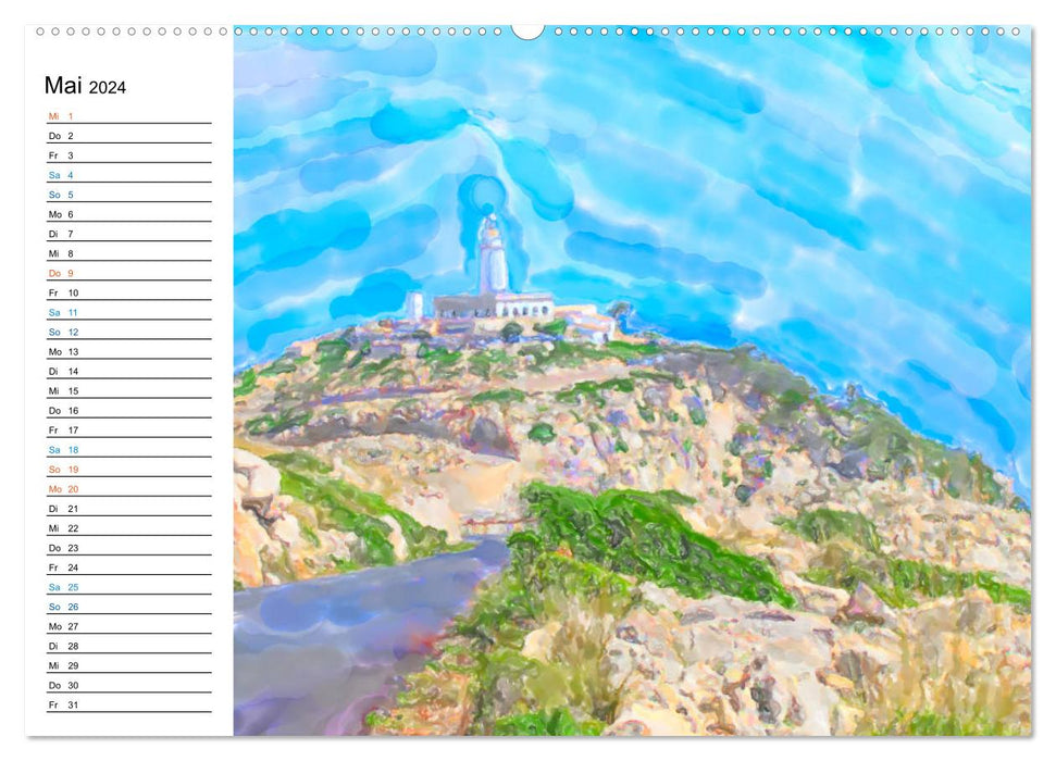 Mallorca - Impressionen in Aquarellfarben (CALVENDO Premium Wandkalender 2024)