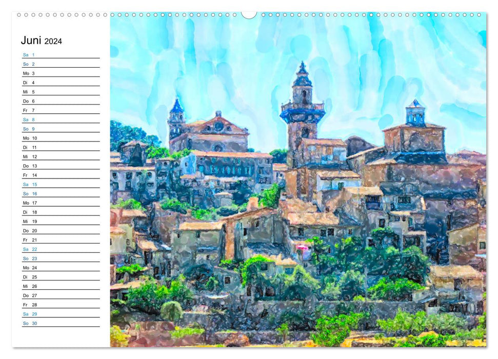 Mallorca - Impressionen in Aquarellfarben (CALVENDO Premium Wandkalender 2024)