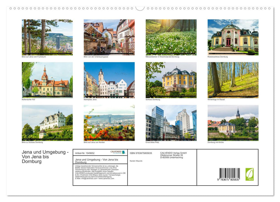 Jena und Umgebung - Von Jena bis Dornburg (CALVENDO Premium Wandkalender 2024)
