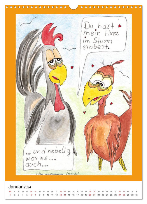 Das mecklenburger Landhuhn "Krisenhühner" (CALVENDO Wandkalender 2024)