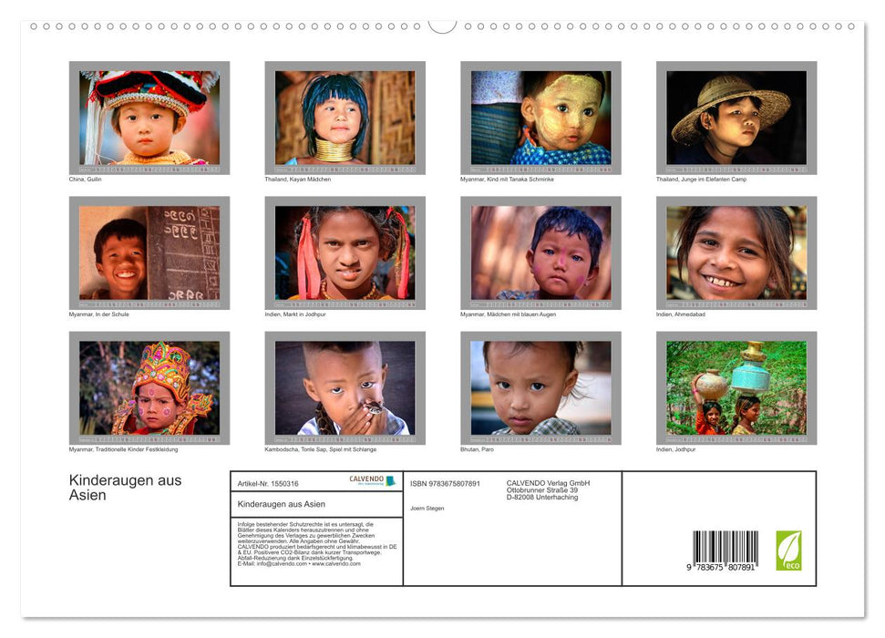 Yeux d'enfants d'Asie (Calendrier mural CALVENDO Premium 2024) 