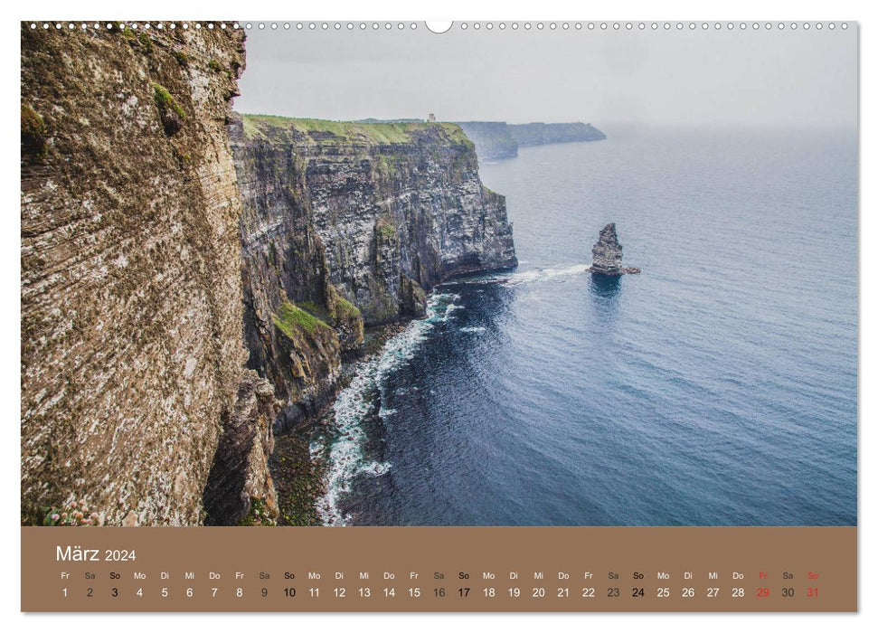 L'île naturelle d'Irlande (Calendrier mural CALVENDO 2024) 