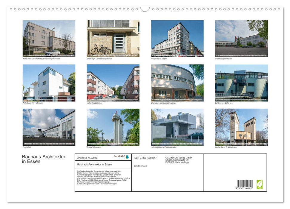 Architecture Bauhaus à Essen (calendrier mural CALVENDO 2024) 