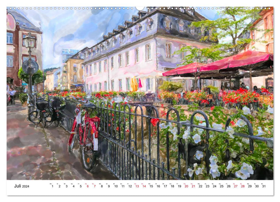 Ville de Sarrebourg - visite en illustrations à l'aquarelle (Calvendo Premium Wall Calendar 2024) 