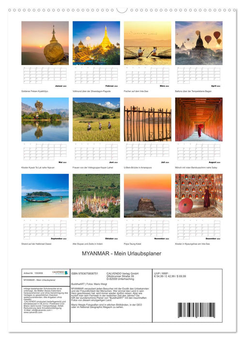 MYANMAR - Mein Urlaubsplaner (CALVENDO Wandkalender 2024)