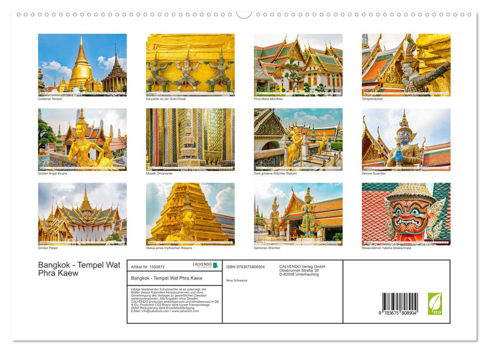 Bangkok – Temple Wat Phra Kaew (Calvendo Premium Calendrier mural 2024) 