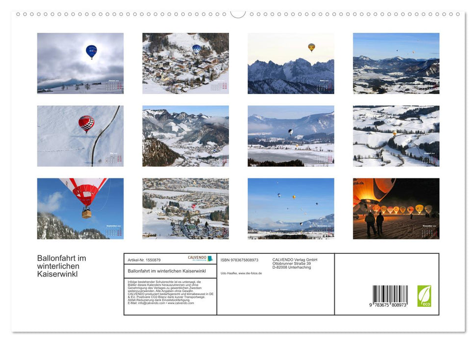 Ballonfahrt im winterlichen Kaiserwinkl (CALVENDO Premium Wandkalender 2024)
