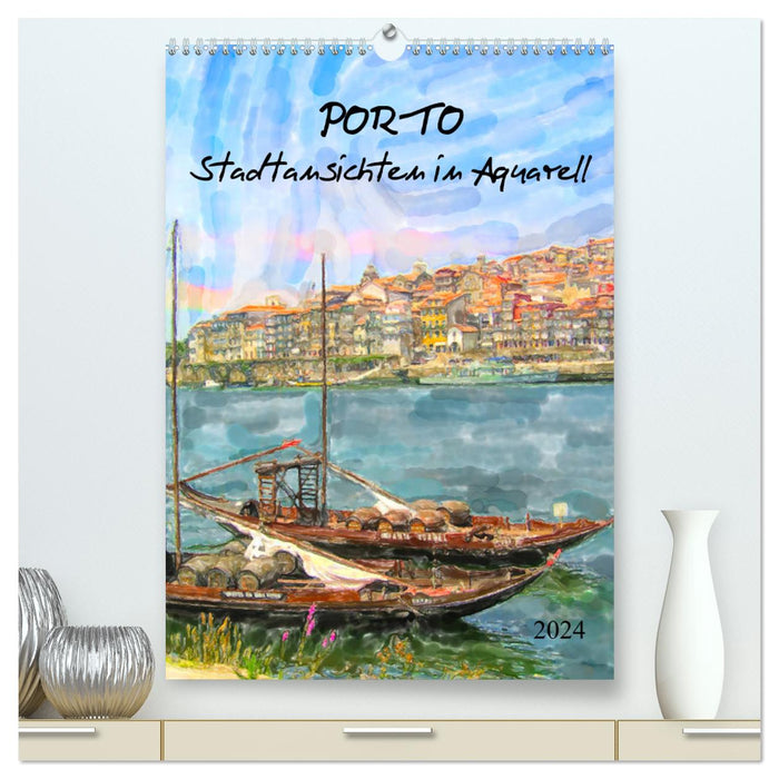 Porto - vues de la ville à l'aquarelle (Calvendo Premium Wall Calendar 2024) 