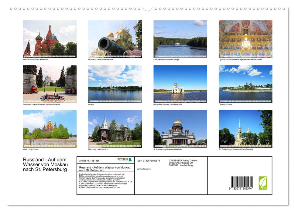 Russland - Auf dem Wasser von Moskau nach St. Petersburg (CALVENDO Premium Wandkalender 2024)