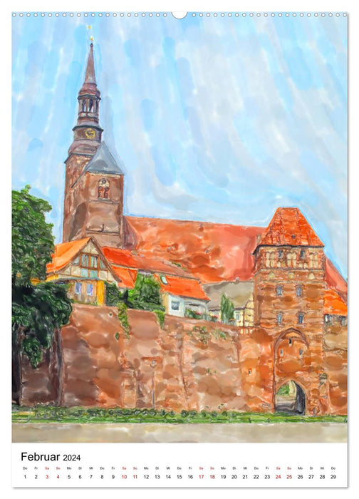 Tangermünde - Illustrations de la ville sur l'Elbe (Calendrier mural CALVENDO 2024) 