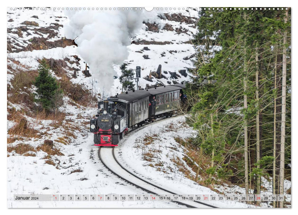 À toute vapeur à travers le Harz (Calendrier mural CALVENDO Premium 2024) 