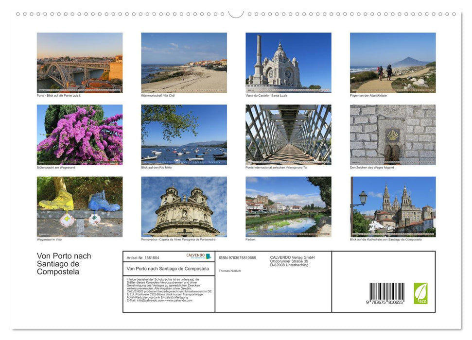 De Porto à Saint-Jacques-de-Compostelle (Calvendo Premium Wall Calendar 2024) 