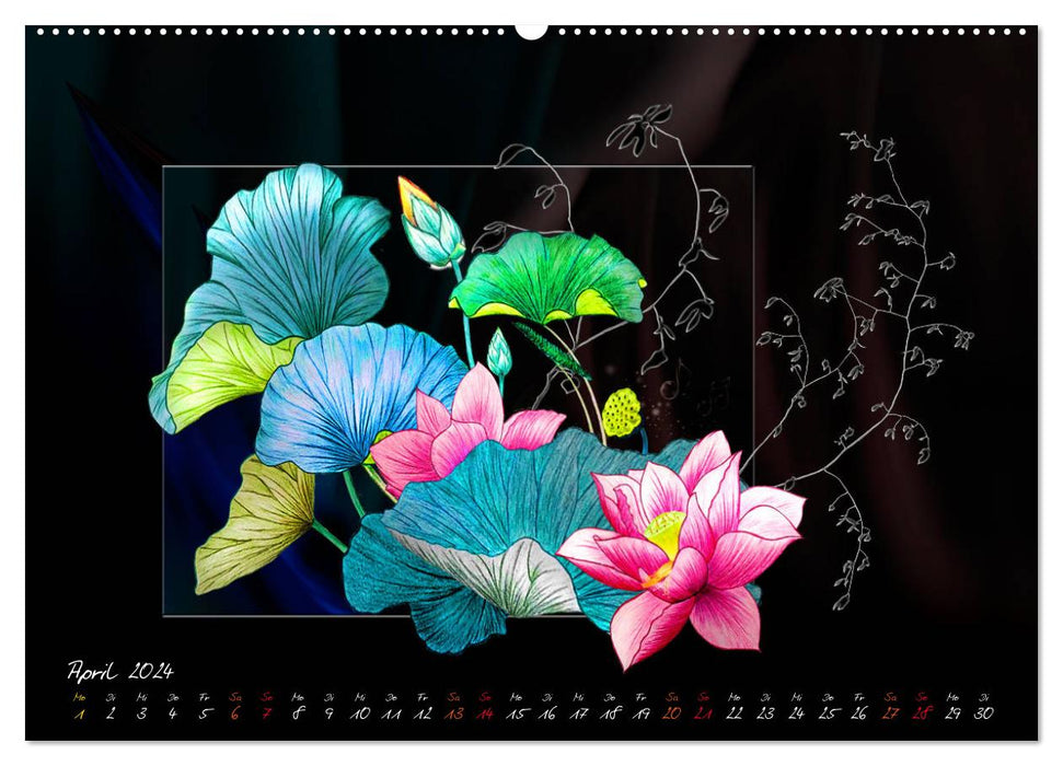 Lotus flower magic (CALVENDO Premium wall calendar 2024) 