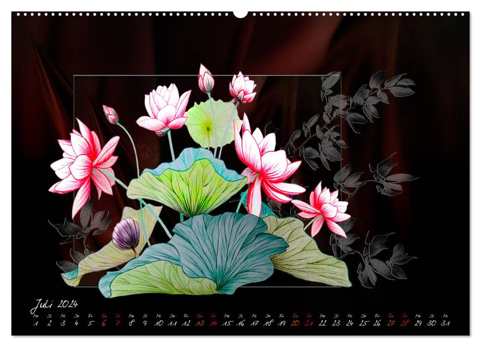 Lotus flower magic (CALVENDO Premium wall calendar 2024) 