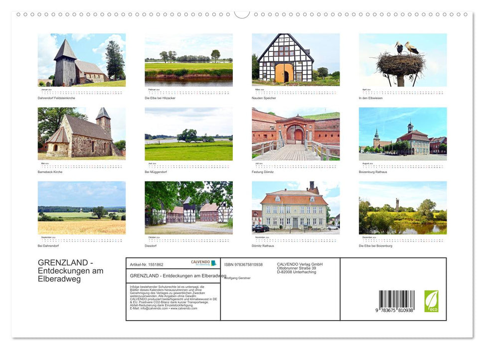 BORDERLAND - Discoveries on the Elbe Cycle Path (CALVENDO Premium Wall Calendar 2024) 