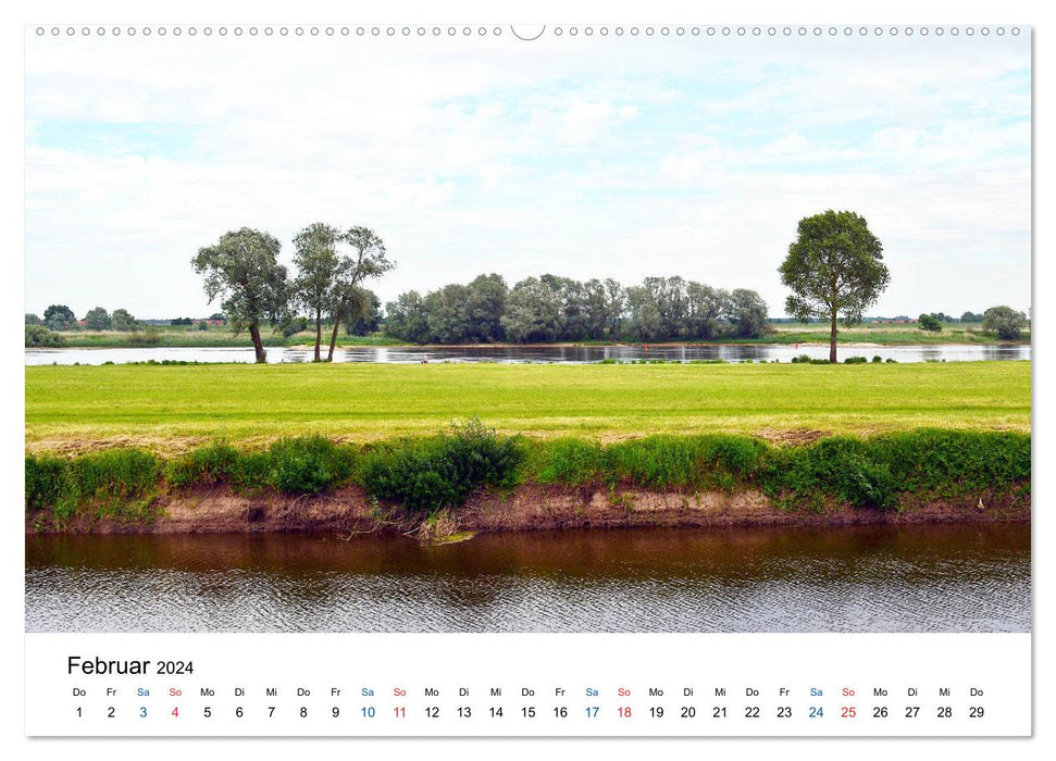 BORDERLAND - Discoveries on the Elbe Cycle Path (CALVENDO Premium Wall Calendar 2024) 