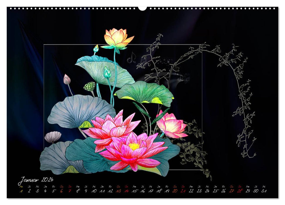 Lotus flower magic (CALVENDO wall calendar 2024) 