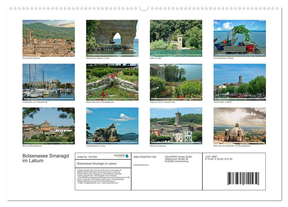 Lake Bolsena Emerald in Lazio (CALVENDO Premium Wall Calendar 2024) 