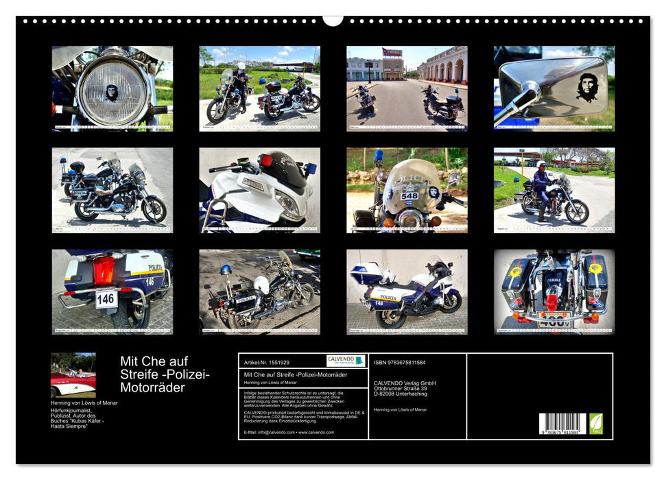 With Che on patrol - police motorcycles in Cuba (CALVENDO wall calendar 2024) 