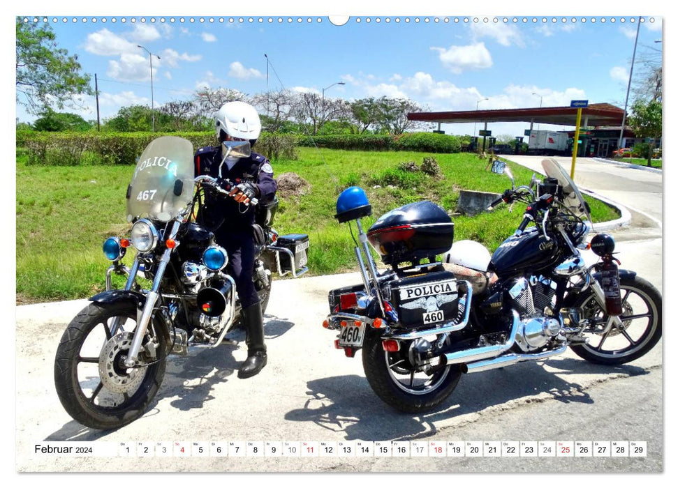 With Che on patrol - police motorcycles in Cuba (CALVENDO wall calendar 2024) 