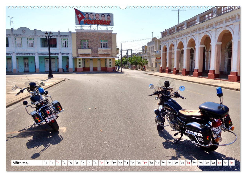 With Che on patrol - police motorcycles in Cuba (CALVENDO wall calendar 2024) 