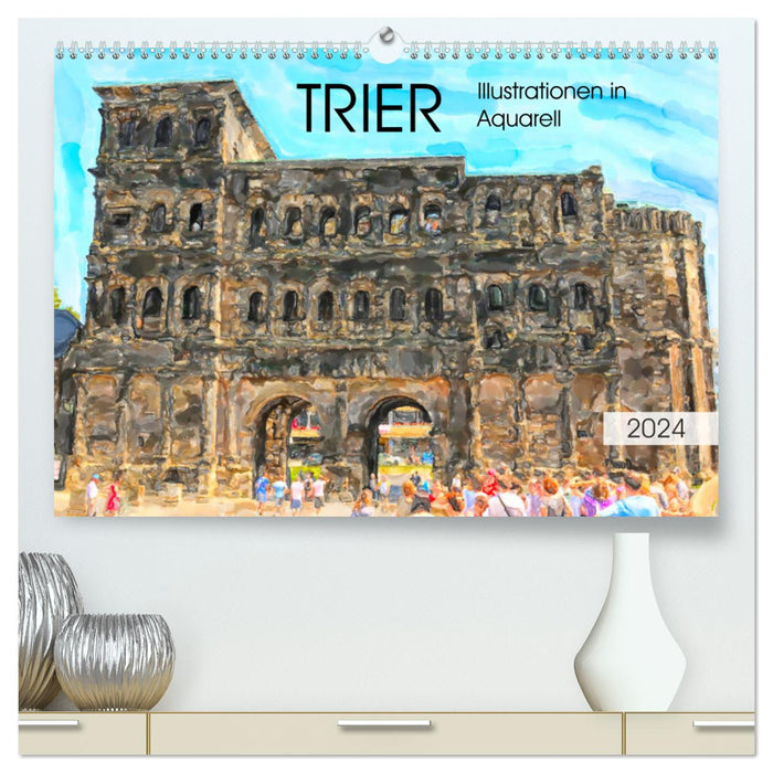 Trier - Illustrations in watercolor (CALVENDO Premium Wall Calendar 2024) 