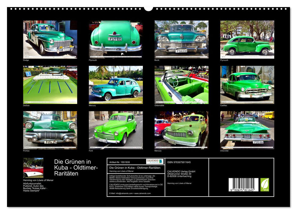 The Greens in Cuba - vintage car rarities (CALVENDO Premium Wall Calendar 2024) 