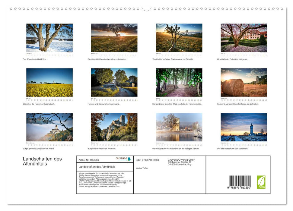 Landscapes of the Altmühltal (CALVENDO Premium Wall Calendar 2024) 