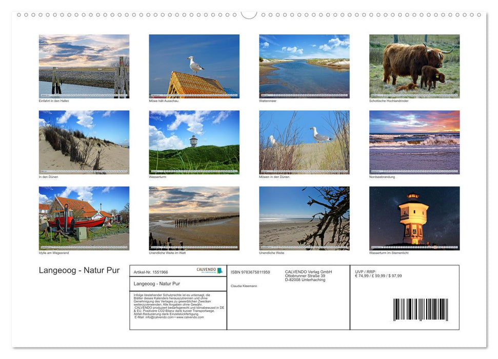 Langeoog - Natur Pur (CALVENDO Premium Wandkalender 2024)