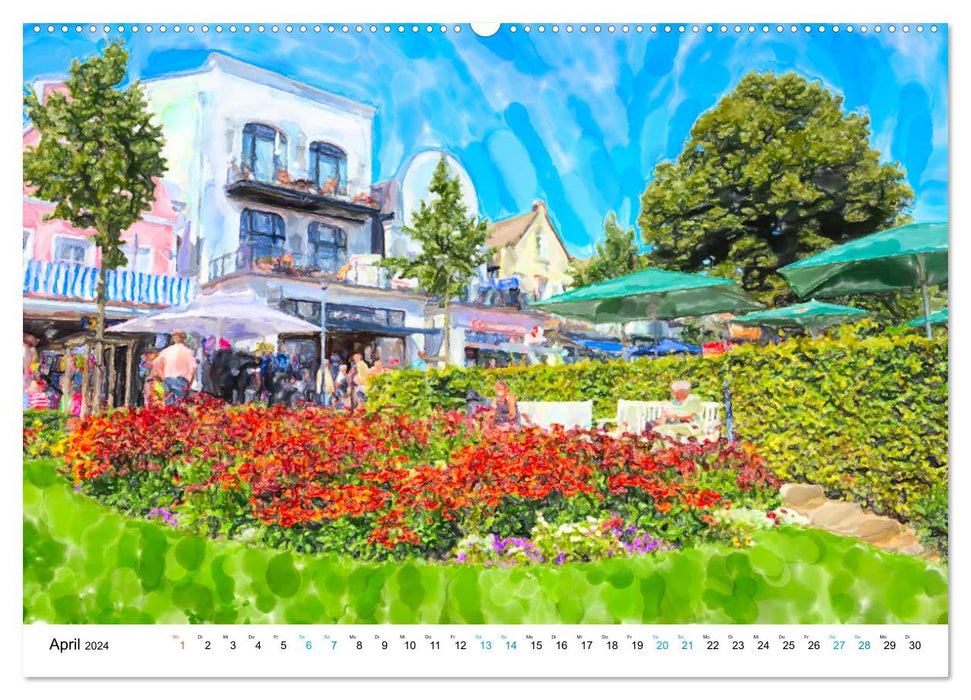 Warnemünde - The Baltic Sea city illustrated in watercolor (CALVENDO Premium Wall Calendar 2024) 