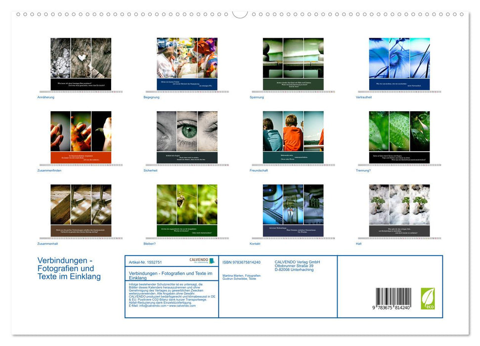Verbindungen - Fotografien und Texte im Einklang (CALVENDO Premium Wandkalender 2024)