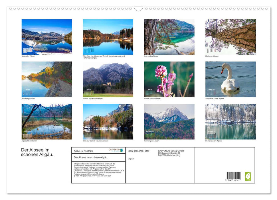 Der Alpsee im schönen Allgäu (CALVENDO Wandkalender 2024)