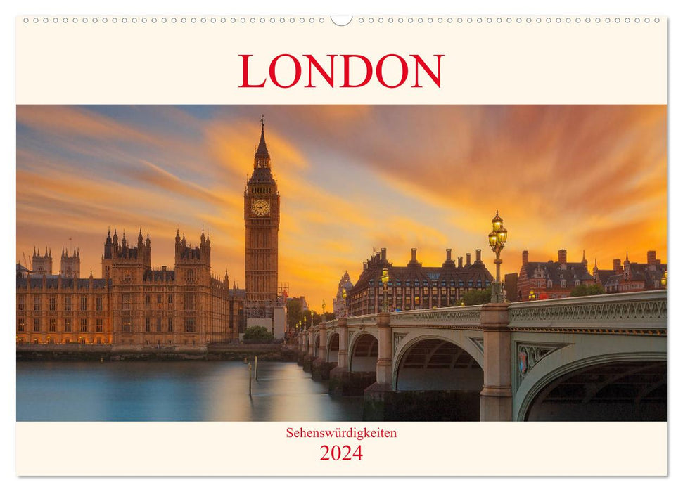 London Sehenswürdigkeiten (CALVENDO Wandkalender 2024)