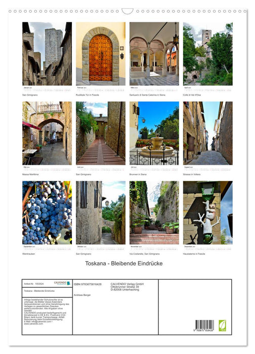 Toskana - Bleibende Eindrücke (CALVENDO Wandkalender 2024)